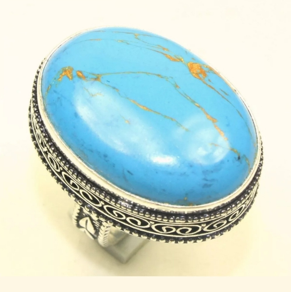 New Copper Turquoise 925 Silver Ring.